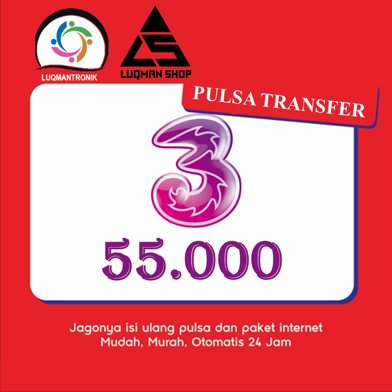 PULSA TRANSFER TRI - Pulsa TP Three 55.000